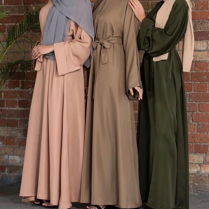 

2022 Abaya Dubai Turkey Solid Color Simple Modest Kaftan Islamic Clothing Abaya Women Muslim Dress, 3colors