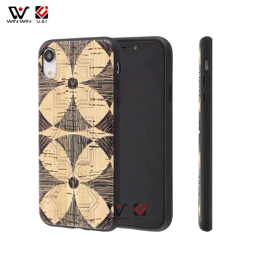 

Ultra Thin Eco-Friendly Cork Wood Fashion Case Natural Wooden Design with Stylish Flower Printed Overlay