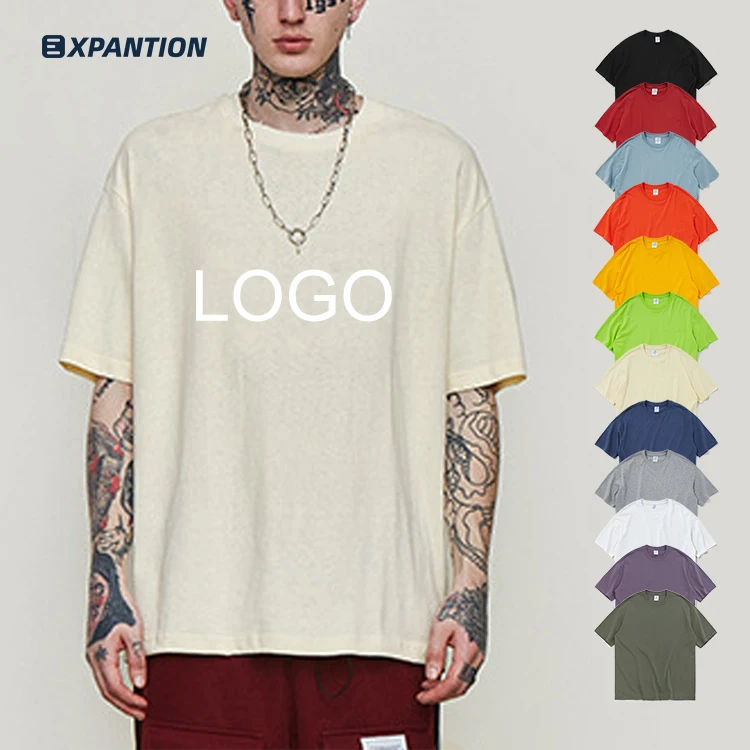 

EXP oem custom drop shoulder 100% cotton o neck oversized blank plain men summer graphic t shirts, 16 colors