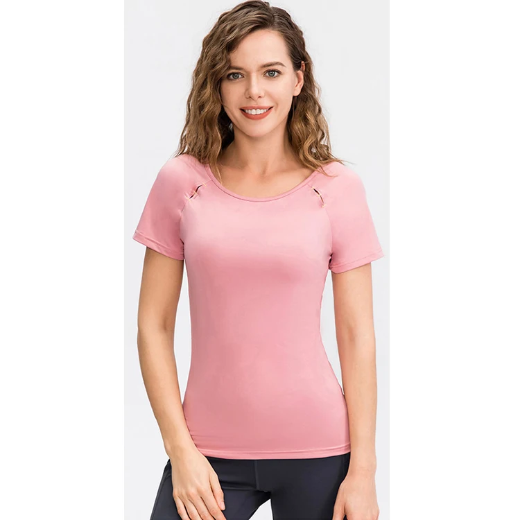 

Ladies Short Sleeves Round Neck 2021 Plus Size New Arrivals Wholesale Running Training Sports Fitness Yoga Top T-Shirt, 5 colors