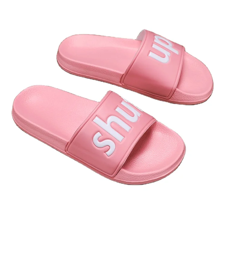 

Womens letter printing outdoor XT2092 Men House Slippers Flip Flop Soft Slide Flat Slip-on Shoes, Pink