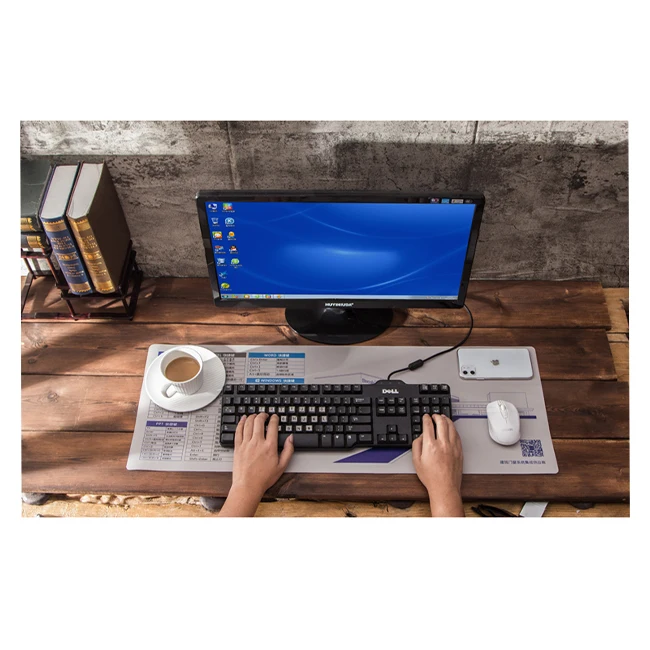 

Custom smooth surface genuine leather desk mat pad for home and office, White