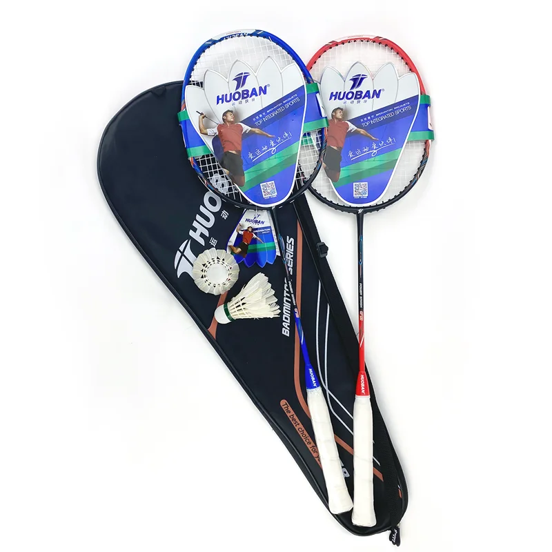 

2 Player Badminton Racquets Set Double Rackets Carbon Aluminum Badminton Racket Set