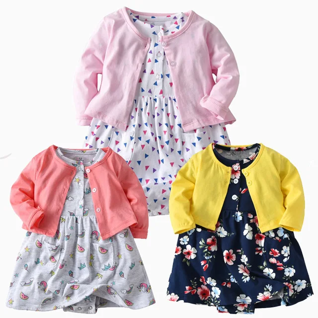 

2pcs Autumn Long Sleeve Floral Kids Girls Romper Dress Sets Princess Dresses Set Infant Clothing Baby Clothes Set For Girls, Mixed color,there are many design you can choiose