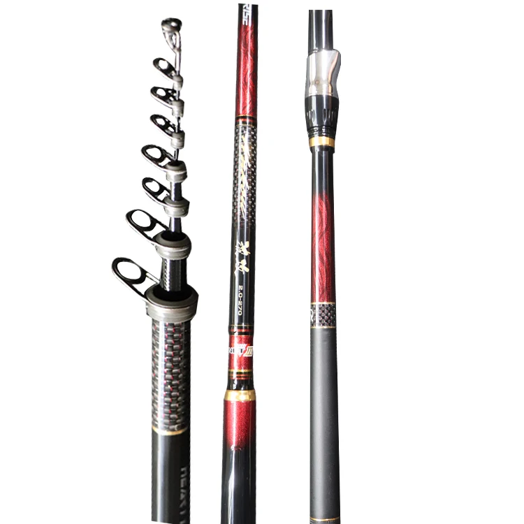 

Carbon Fishing Rod spinning Carbon Fiber Telescopic Rods Ultra Light Carp Fishing Pole, Black and red