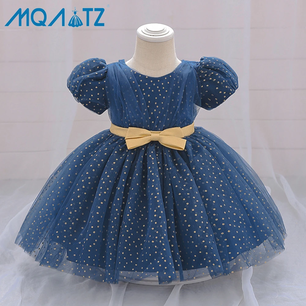 

MQATZ new design baby Girl Dress blue color princess backless toddler frocks 0-1 year kids L2133XZ