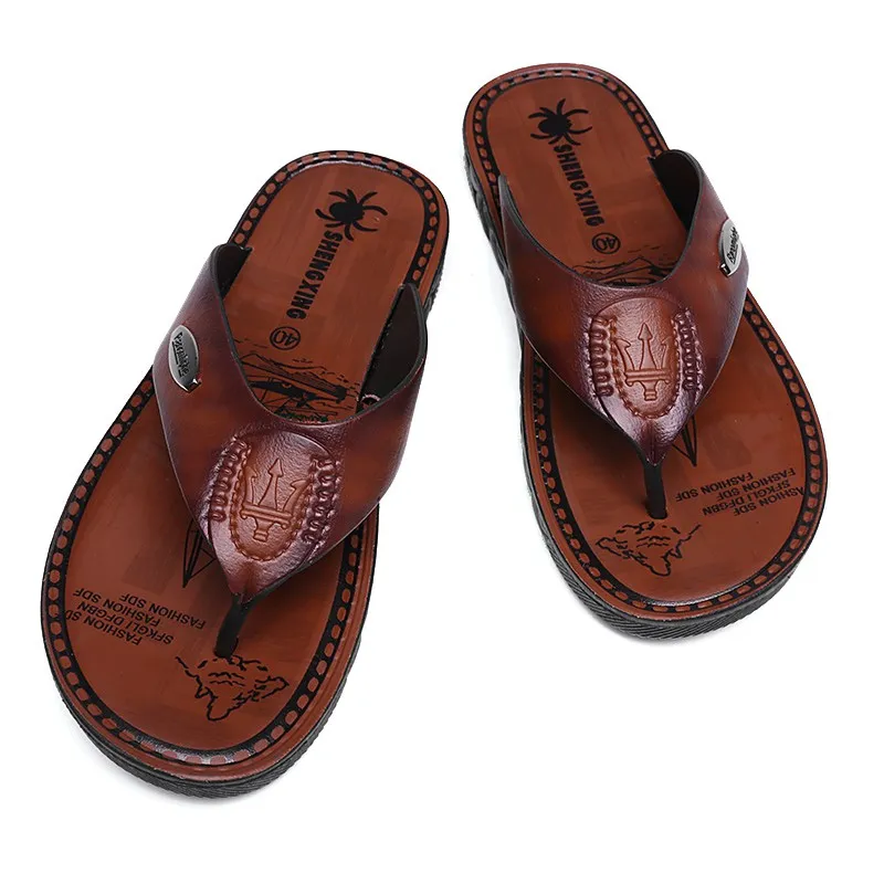 

New men's casual home flip flops non-slip wear-resistant soft bottom middle-aged men's slippers, As picture