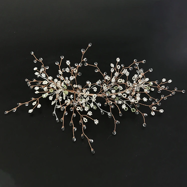 

Glinting hair vine with delicate small flower crystal beaded hand making wedding bridal side hair pin rhinestone hair Tiara