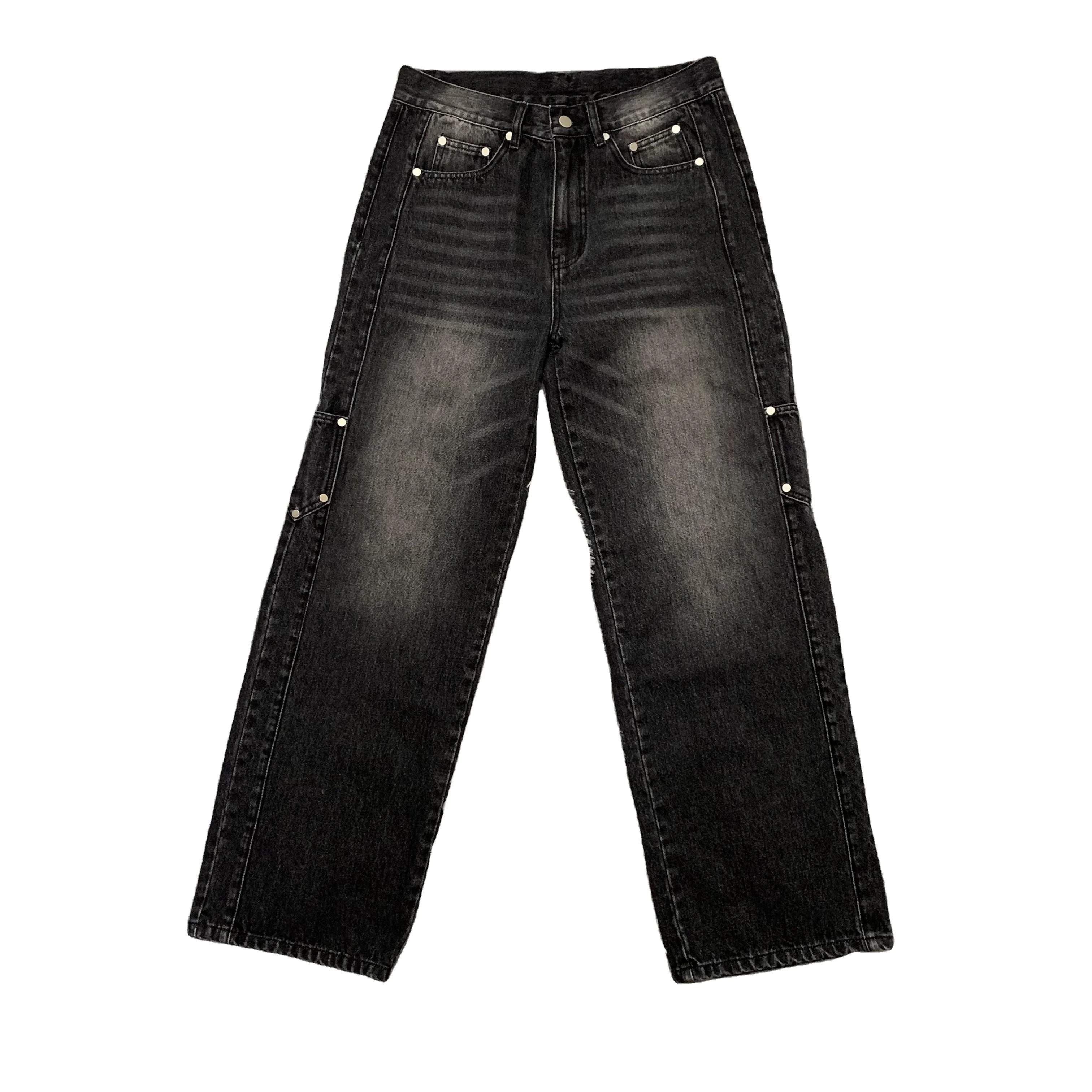 DENIMGUYS Customized Men's Retro Jeans Streetwear Hip Hop Vintage Casual Wide Leg Denim Jeans Men