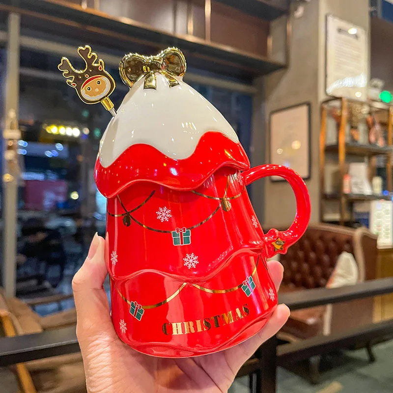 

hot selling cute custom reusable 17oz venti ceramic milk tea cups with handle porcelain insulated christmas couple coffee mugs