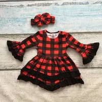 

Fashion kids organic cotton clothes children little girls cotton winter Christmas dresses 3 year old girl dress