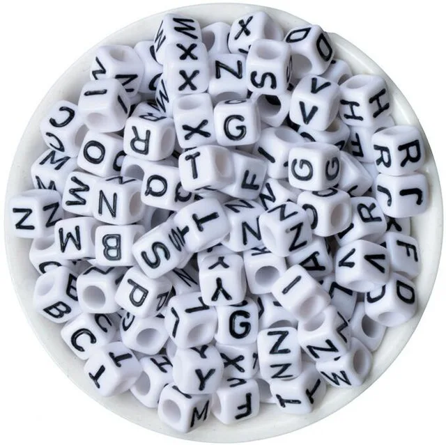 

Wholesale Acrylic White Cube Letter Beads Alphabets Beads for Bracelets and Jewelry Making, White or customized