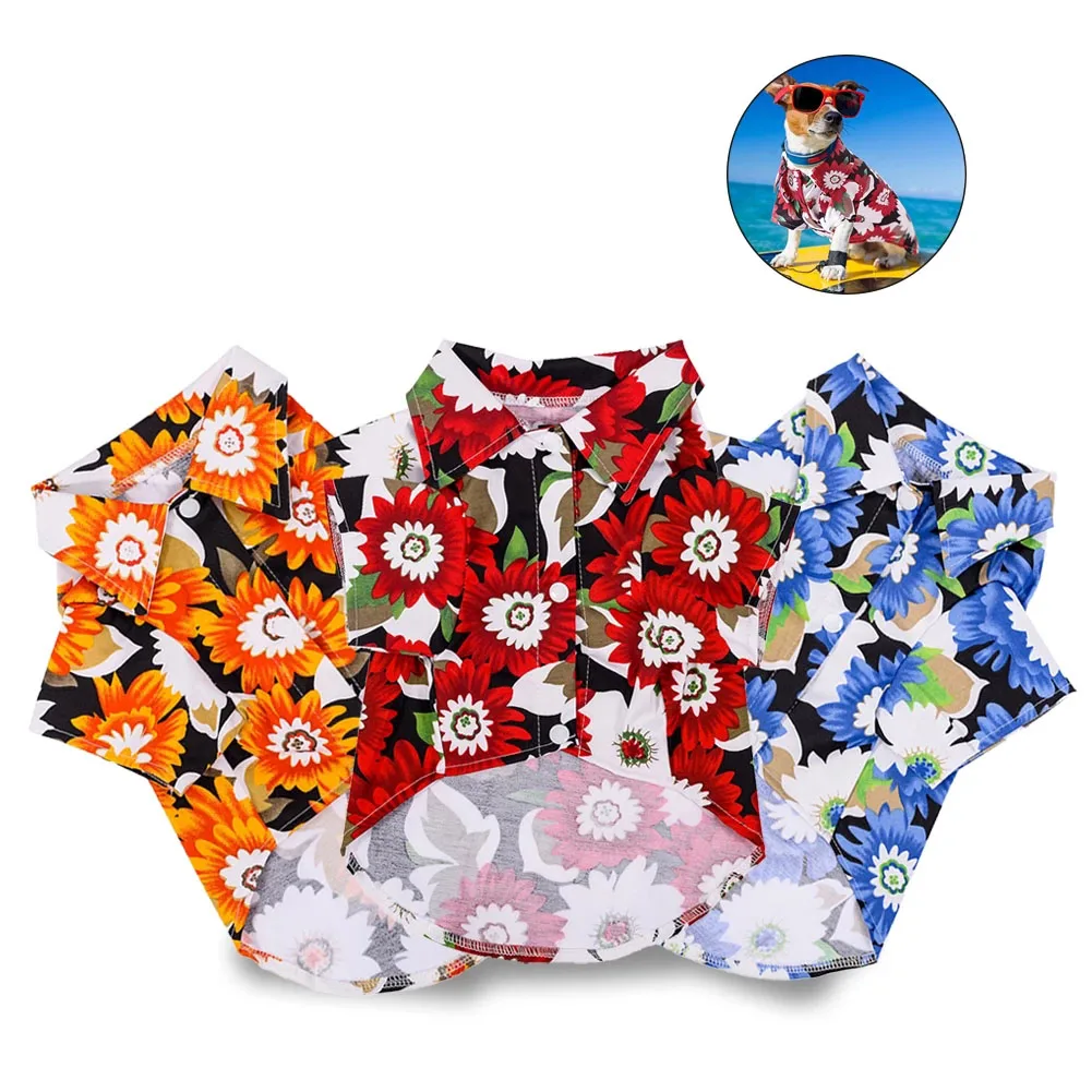 

Summer Pet Printed Clothes for Dogs Floral Hawaii Beach Shirt Jackets Dog Coat Puppy Hawaiian Shirt Costume for Cats Pets Outfit