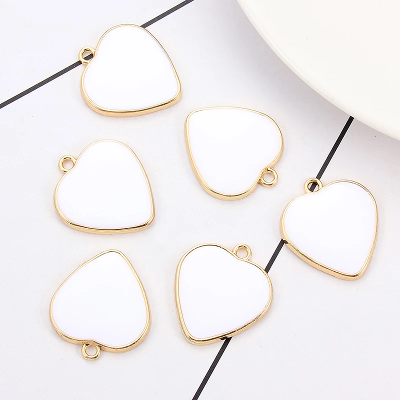 

White Love Pendant Alloy Enamel Bracelet Keychain Charm Pendant For Handmade Dangle Necklace Fashion Jewelry Findings