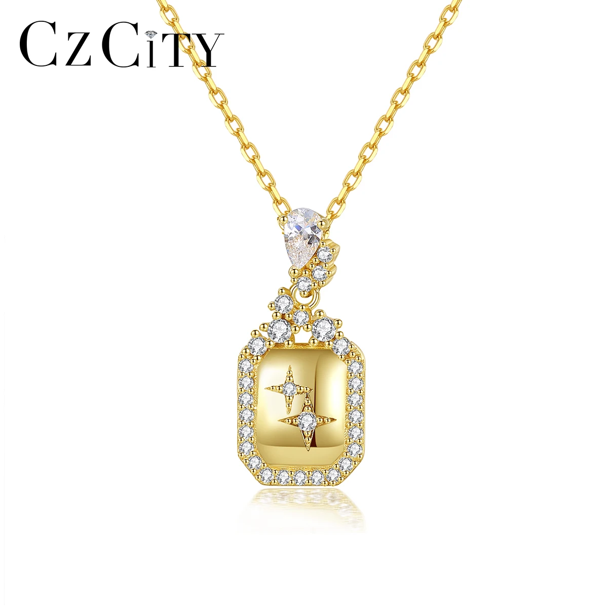 

CZCITY 14K Gold Plated Necklace Fashion Jewelry Designer Charm Trending 925 Silver Woman Jewellery Pendant