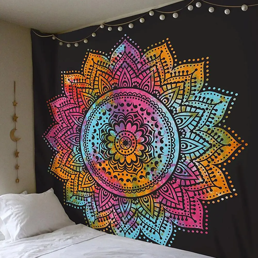 

Large 200x150cm Mandala Indian Tapestry Wall Hanging Bohemian Beach Mat Polyester Blanket Yoga Mat Home Bedroom Art Carpet