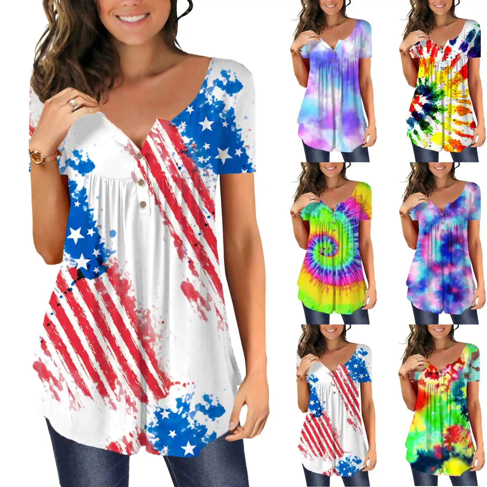

2021 summer women clothing fashion tops printed tie dye tops woman sexy casual tie dye t shirt women crop top