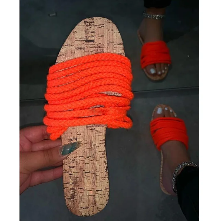 

Wholesale cheap shoes women sandals custom straped ladies flat sandals, Orange,yellow