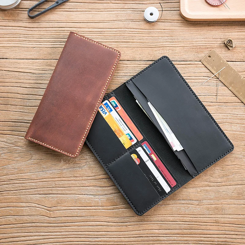

DIY Gifts Handmade Purse Bifold Purse long genuine leather comfortable wallet