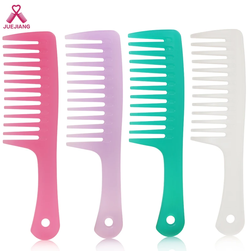 

Super Professional Hairdressing Salon Thick Plastic anti-static handle wide Tooth Hair Comb Detangling Funny Comb, Customized color