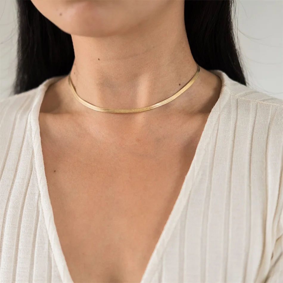

BUREI Fashion 14k Gold Plated Stainless Steel Snake Necklace 2021 Women's Luxury Jewelry