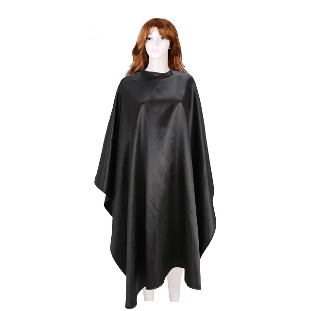 

New Arrival Professional Satin Polyester Hair Salon Capes, Cutting Customized Barber Capes With Logo, Black / customized