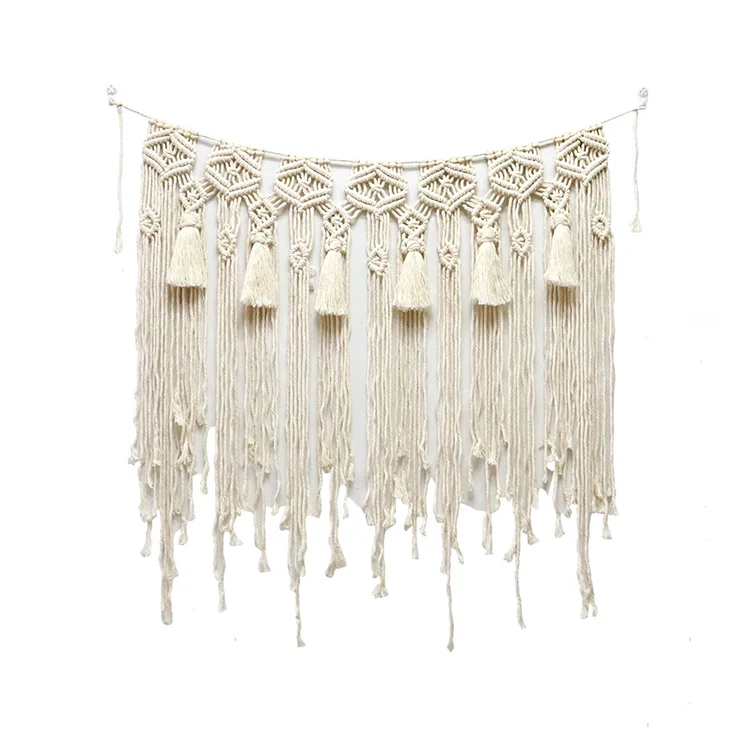 

Wedding decoration macrame curtains macrame wall hanging cotton rope home decor, White