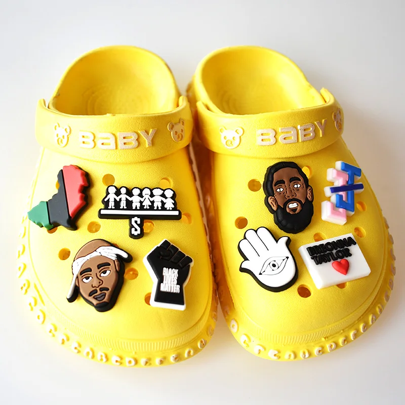 

Hot Black Live matter black culture PVC rubber shoe charms for Clogs shoe accessories, As picture