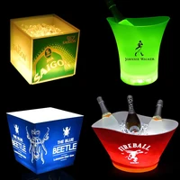 

Promotion beer cooler custom logo acrylic plastic champagne wine led ice bucket for party