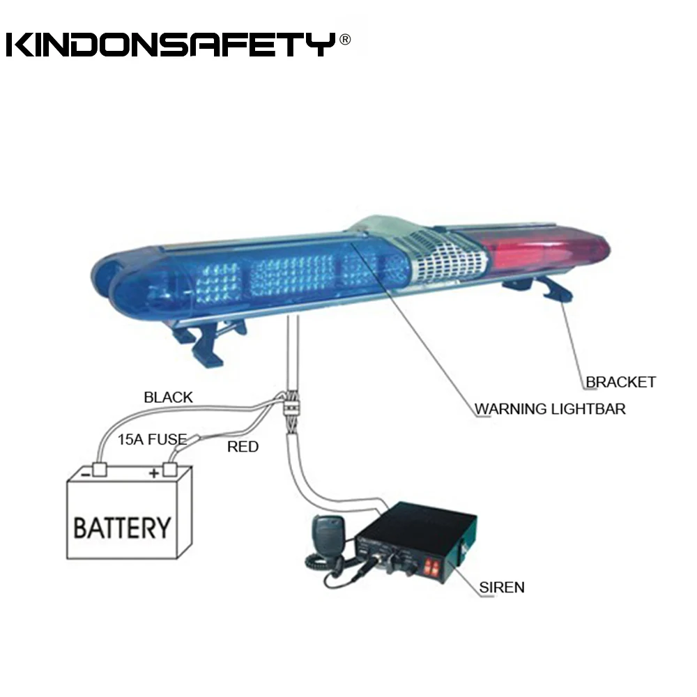 Red And Blue Halogen Police Bar Light Rotating Led Strobe Lightbar For