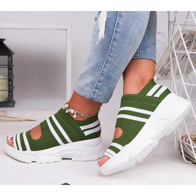 

Superstarer Wholesale summer comfort hollow out Knitted platform flat sandals casual sports shoes