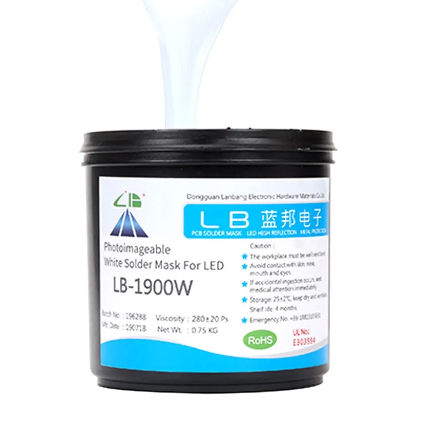 
White Solder Resist For PCB LPi Photoimageable Solder Mask Ink 