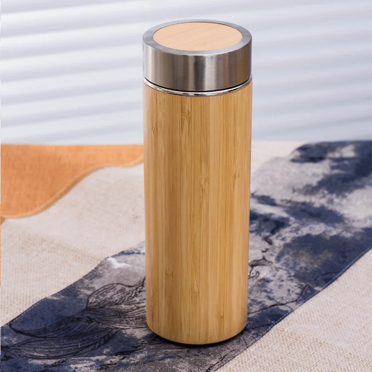 

500ml custom water bottle bamboo lid water bottles wooden lid wood top water bottle, Wood grain