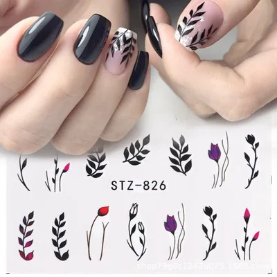 

1Pcs Water Nail Decal and Sticker Flower Leaf Tree Green Simple Summer DIY Slider for Manicure Nail Art Watermark Manicure