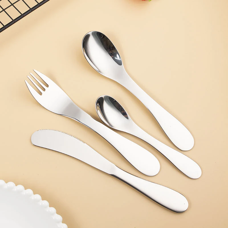 

Children Good Quality Gift Set Cute Feeding Fork Spoon Set Stainless Steel Kids Cutlery Set For Children