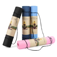 

Shenzhen Factory Manufacturer Price Double Layer Cheap Custom Print Organic Eco Friendly Thick TPE Yoga Mat with Strap