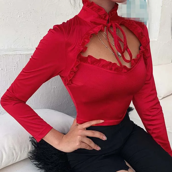

FS0511D 2019 Hot sale women long sleeve high collar T-shirts