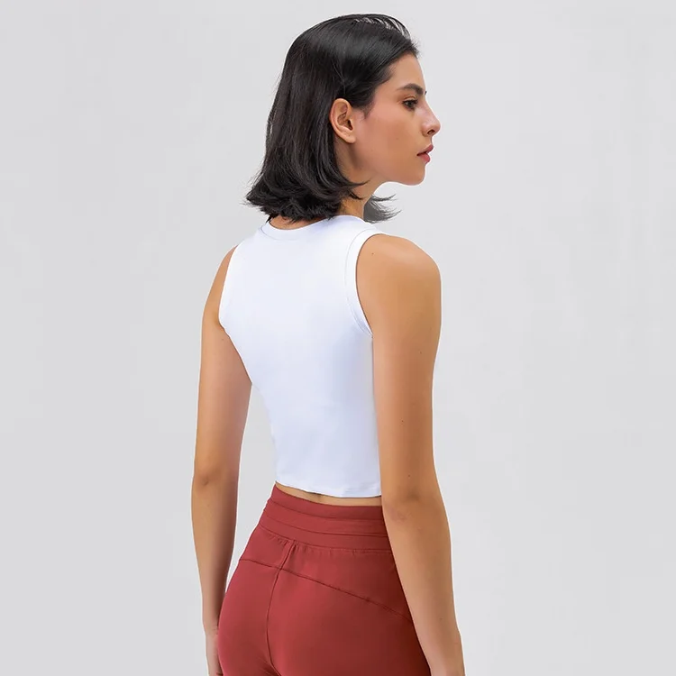 

New style drop shipping wholesale quick dry sweat wicking comfortable soft cropped women yoga vest tops shirts, 3 colors