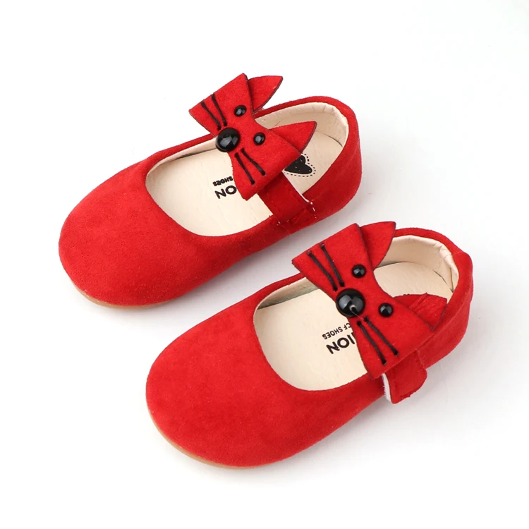 

Low cut girls' single shoes suede bow soft sole baby shoes, Pink/red/grey