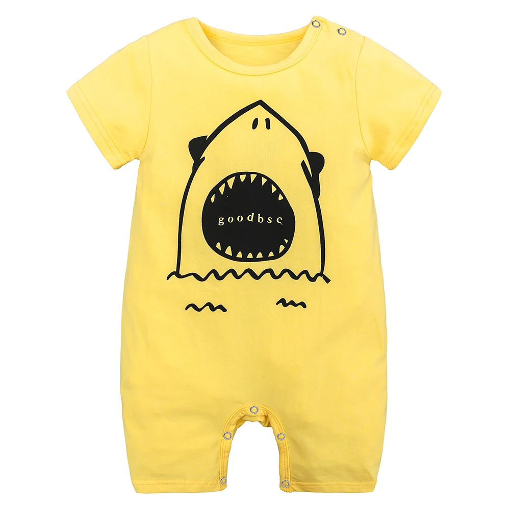 

High Quality Baby Summer Cotton Romper Short Sleeve Cartoon Print Baby Bodysuit Romper for Bebes, As picture