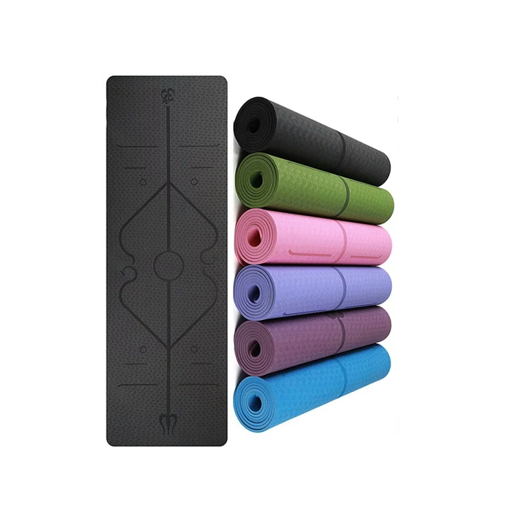 

Manufacture Wholesale Custom Various Materials Anti Slip Grip Eco Friendly Non Slip 6mm Thick TPE Yoga Mat With Carry Strap, Purple,blue,orange,green,red,etc