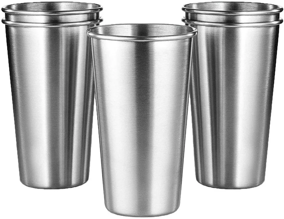 

Unbreakable Stackable Metal Pint Cup Tumblers 12oz 16oz Metal Drinking Glasses for Kids and Adults Stainless Steel Cups, Customed color