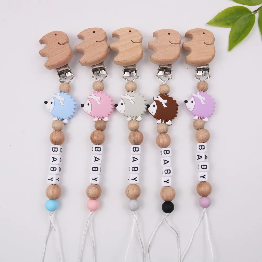 

Beech Wood Dummy Pacifier Holder Clip Silicone Teething Beads Baby Soother Chain Holder