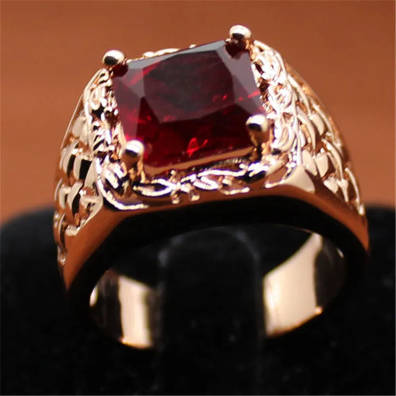 

14K Rose Gold Fashion Close Yellow Gold Insert Ring for Women 18K Ruby Zircon Diamond Engagement Jewelry Geometric Couple Style