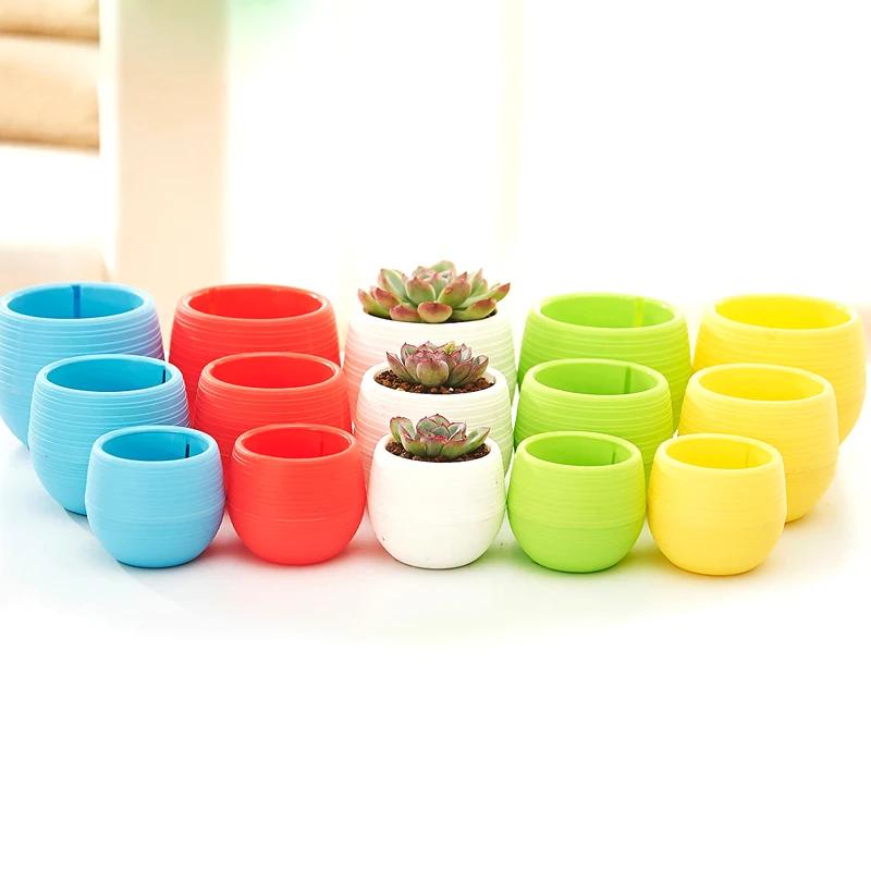 

Small cheap plastic succulent garden pot, Red, yellow, blue, white, green