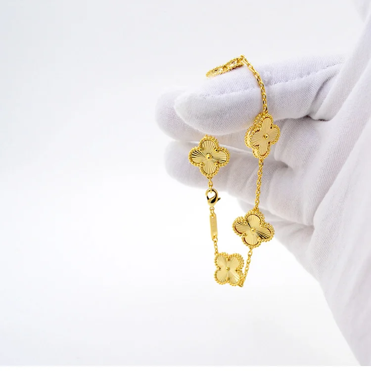 

BR0001 18K Gold Plated Four-leaf Clover Bracelet Classic Fashion 4 Leaf Bracelets for Women&Girls