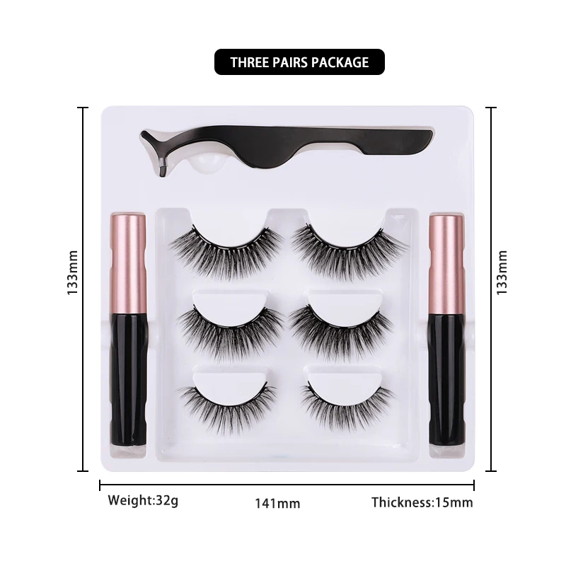 

5 Magnetic Eyelashes With Eyeliner Private Label Eyelashes Magnetic Set