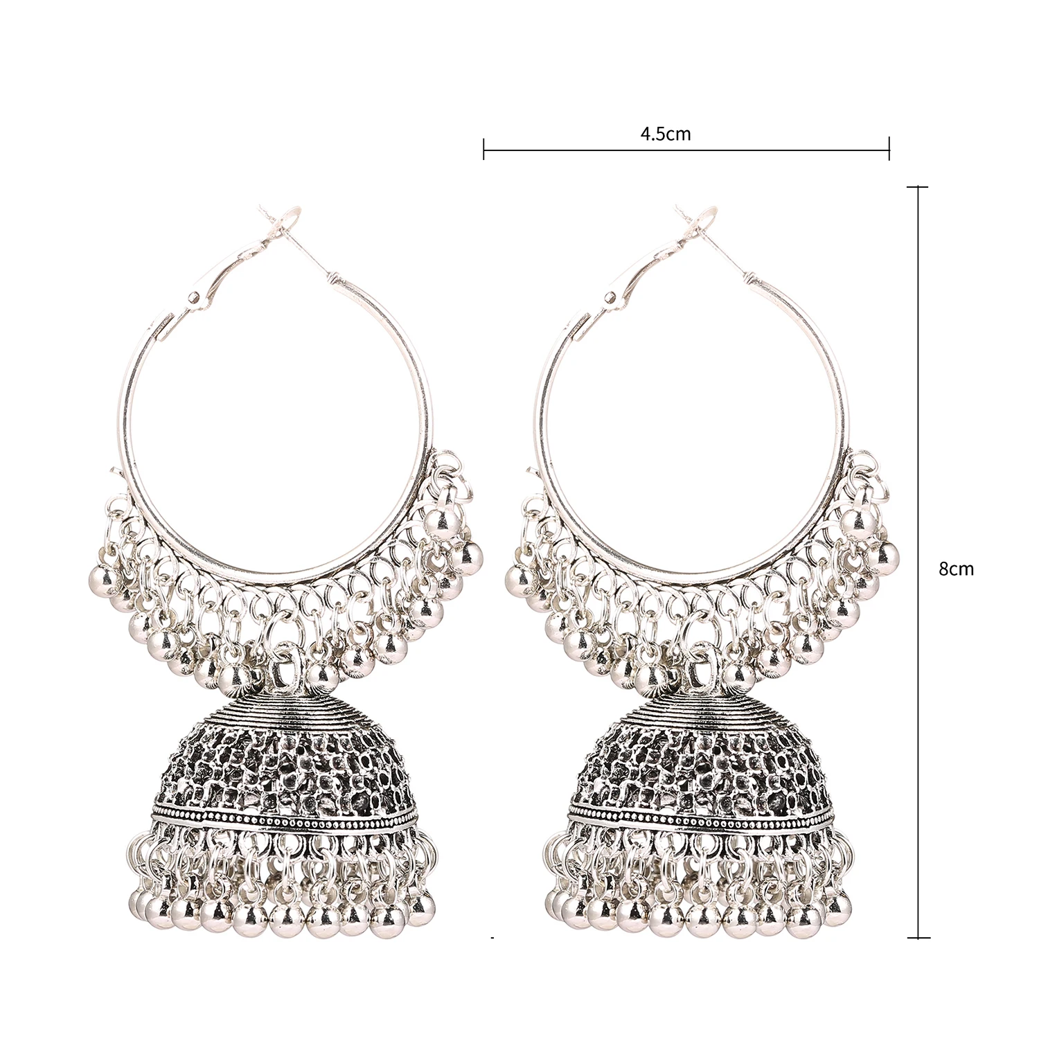 

2022 Classic Jhumka Silver Plated Bell Earrings Statement Pendant Tassel Indian Jhumka Earrings Jewelry Set