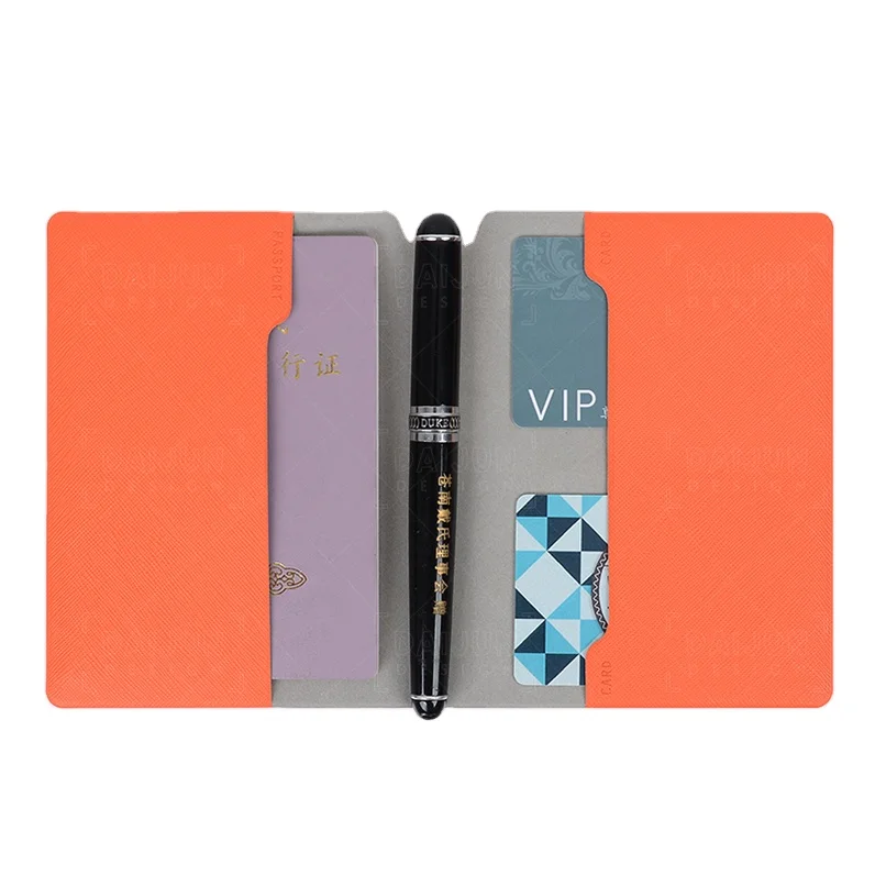 

Custom Litchi grain designer travel wallet passport holder with pen passport cover sublimation blank, Various color