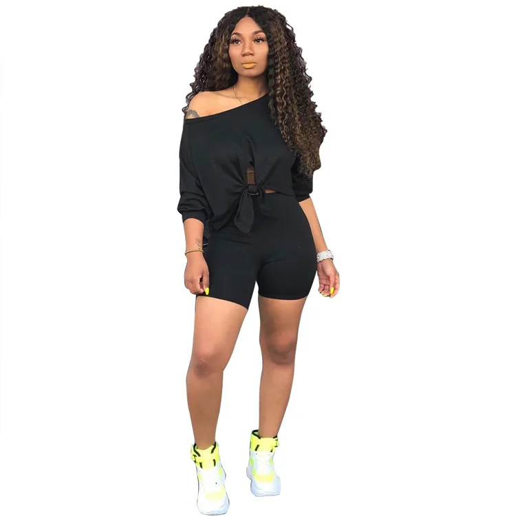 

Drop shopping 2021 Hot sell women summer clothing Ladies Fashion sexy casual strapless loose crop top and shorts 2 piece sets